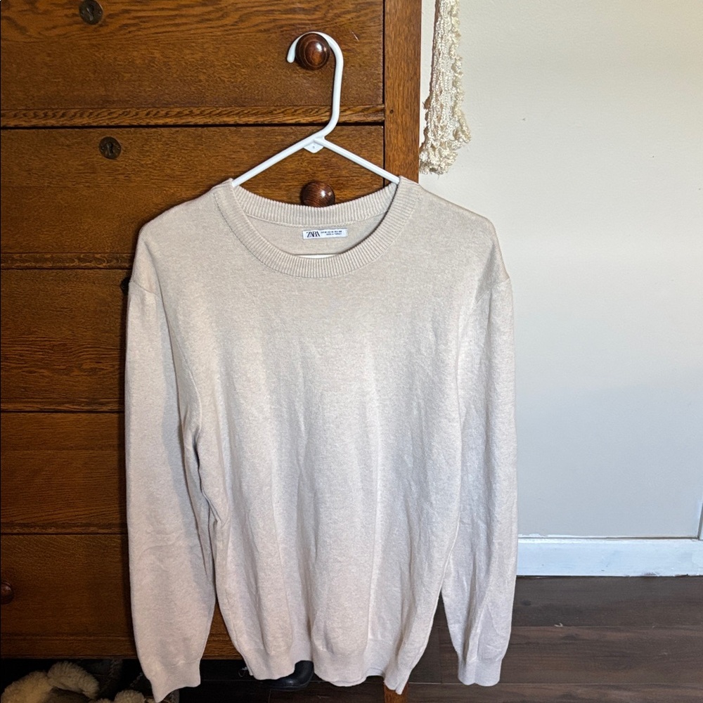 Men's Crewneck Sweater in Light Beige